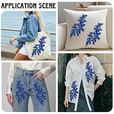2Pairs Leaves Polyester Embroidery Ornaments Accessories DIY-GF0014-46B-1