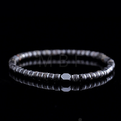 Dyed Natural Imperial Jasper & Synthetic Non-magnetic Hematite Beads Stretch Bracelets for Men EG0676-8-1