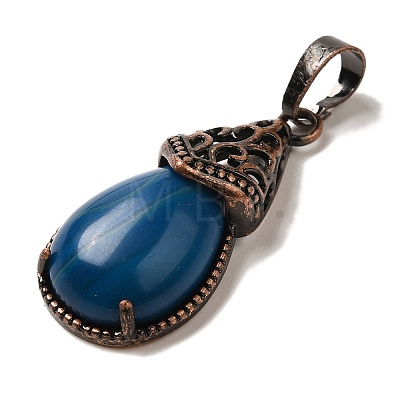 Natural Blue Banded Agate(Dyed & Heated) Pendants G-H065-01R-06-1