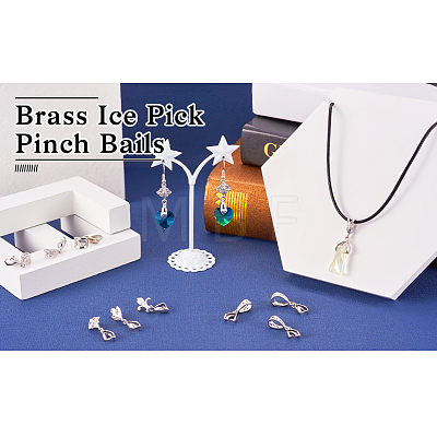 Yilisi 40Pcs 10 Style Rack Plating Brass Ice Pick Pinch Bails KK-YS0001-08-1