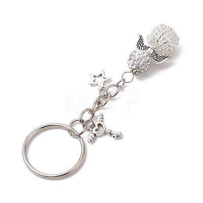 Alloy with Glass Seed Beads Keychain KEYC-MZ00010-01-1