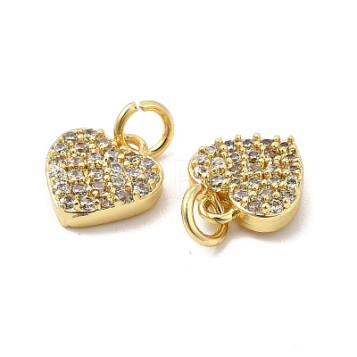 Brass Micro Pave Clear Cubic Zirconia Charms KK-E068-VB161-1