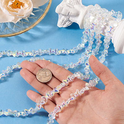 Electroplate Transparent Glass Beads Strands GLAA-TAC0028-009C-1
