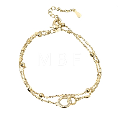 Brass Ring Link 2-Strand Bracelets KK-CBA103C-01G-1