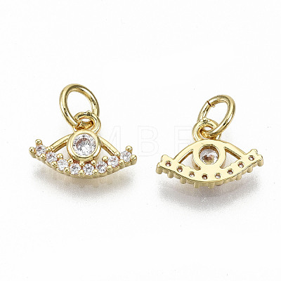 Brass Micro Pave Clear Cubic Zirconia Charms ZIRC-S067-158-NF-1