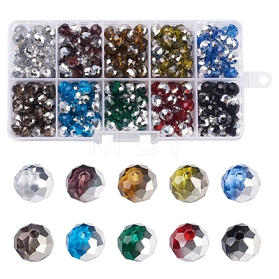 300Pcs 10 Colors Electroplate Transparent Glass Beads EGLA-SW0001-02-1