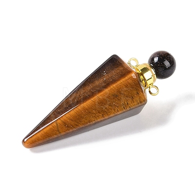 Natural Tiger Eye Faceted Cone Openable Perfume Bottle Big Pendants G-L524-18G-08-1