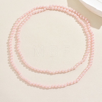 French Style 8MM Round Plastic Imitation Pearl Beaded Long Necklaces for Women EA7399-3-1