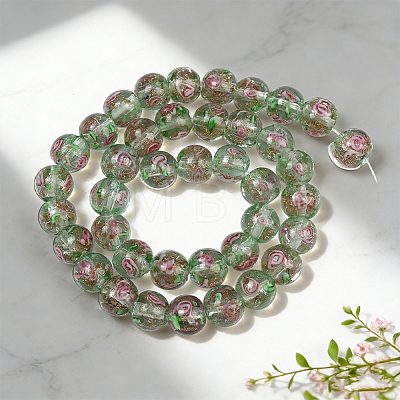 1 Strand Handmade Glod Sand Lampwork Beads Strands LAMP-PA0001-77B-1