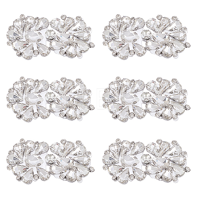 6Pcs Flower Glass Rhinestone Cabochons DIY-FG0010-18B-1