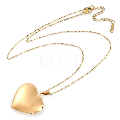 304 Stainless Steel Heart Locket Pendant Cable Chain Necklaces for Women LS-NJEW-M050-04E-G-1