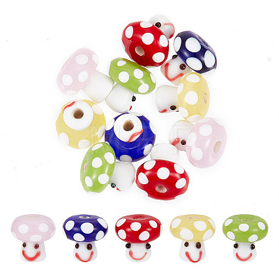 GOMAKERER 10Pcs 5 Colors Handmade Lampwork Beads GLAA-GO0001-03-1