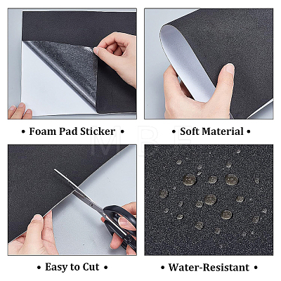 BENECREAT Black Nonslip Foam Adhesive Pad Mat for Furniture AJEW-BC0005-34-1