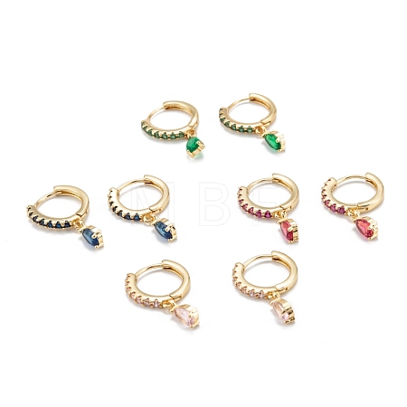 Brass Micro Pave Cubic Zirconia Huggie Hoop Earrings EJEW-K087-03G-1