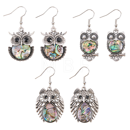3 Pairs 3 Styles Alloy Dangle Earrings EJEW-WR0001-14-1