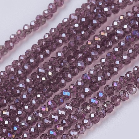 Electroplate Glass Beads Strands GLAA-F076-FR07-1