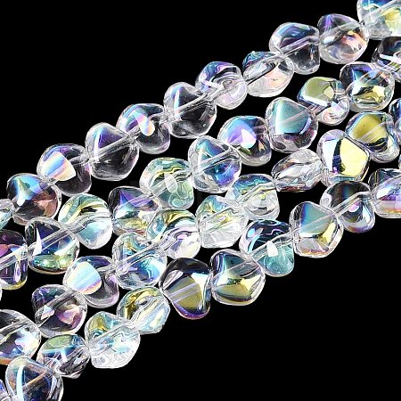 Electroplate Transparent Glass Beads Strands EGLA-Q133-01A-14-1