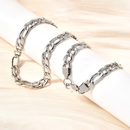 7MM 304 Stainless Steel Figaro Chain Necklaces for Women Men NJEW-B134-04A-P-1