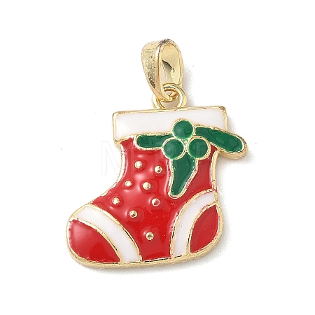 Christmas Brass Enamel Pendants KK-K305-08A-G-1