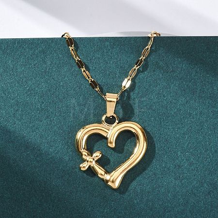 201 Stainless Steel Pendant Necklace for Women NJEW-F335-02G-02-1