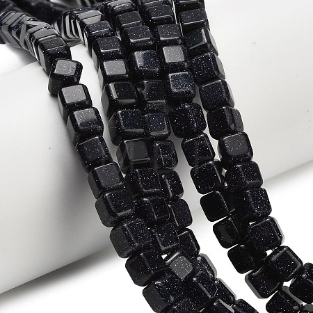 Synthetic Blue Goldstone Beads Strands G-L642-C01-6x6mm-1