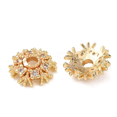 Brass Clear Cubic Zirconia Bead Caps KK-L272-03G-1
