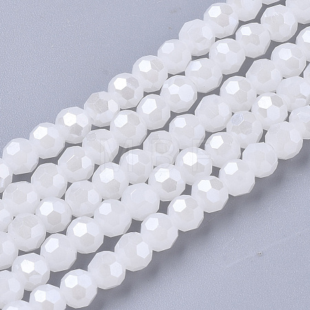 Faceted(32 Facets) Electroplate Glass Beads Strands X-EGLA-R018-4mm-7-1