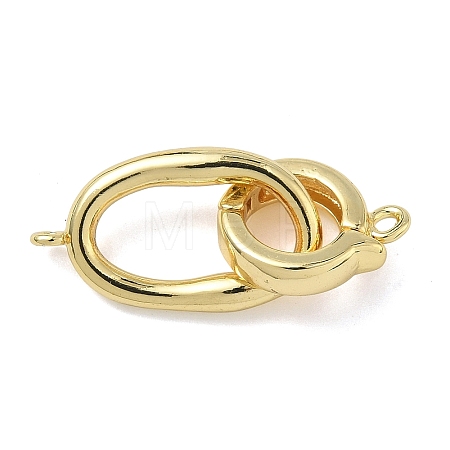 Oval Brass Fold Over Clasps KK-Z143-20G-1