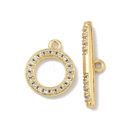 Brass Micro Pave Clear Cubic Zirconia Toggle Clasps X-KK-G548-26G-1