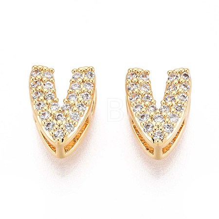 Brass Micro Pave Clear Cubic Zirconia Beads KK-T071-17G-V-1