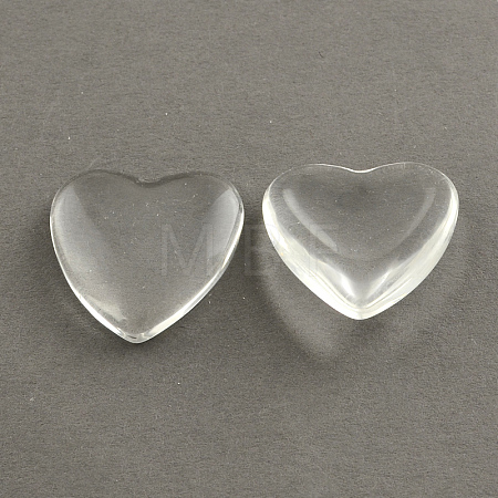 Transparent Glass Heart Cabochons GGLA-R021-12mm-1