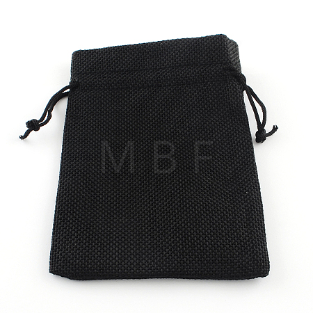 Polyester Imitation Burlap Packing Pouches Drawstring Bags X-ABAG-R005-9x7-09-1