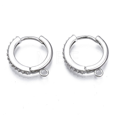 Brass Micro Pave Cubic Zirconia Huggie Hoop Earring Findings KK-T063-013P-NF-1