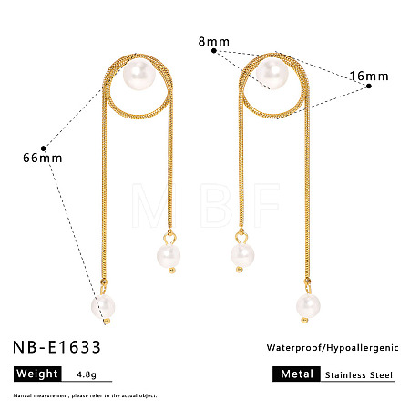Round 304 Stainless Steel Tassel Stud Earrings WG7CB8C-03-1