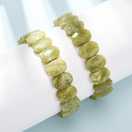 Natural Lemon Jade Faceted Beaded Stretch Bracelets for Women BJEW-K251-07G-1