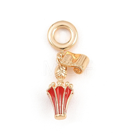 Brass Enamel European Dangle Charms KK-CBA6818-14G-1