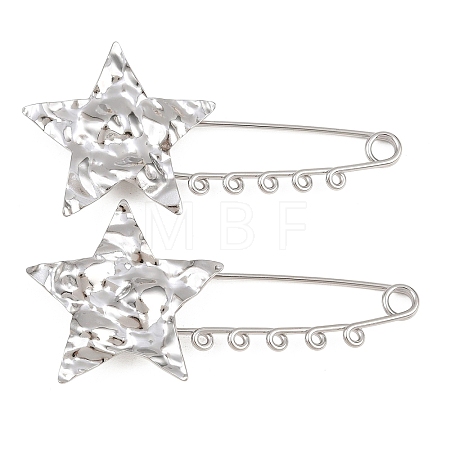 Textured Starfish 304 Stainless Steel Safety Pins Brooch Findings SA-CBA098D-16G-P05-1