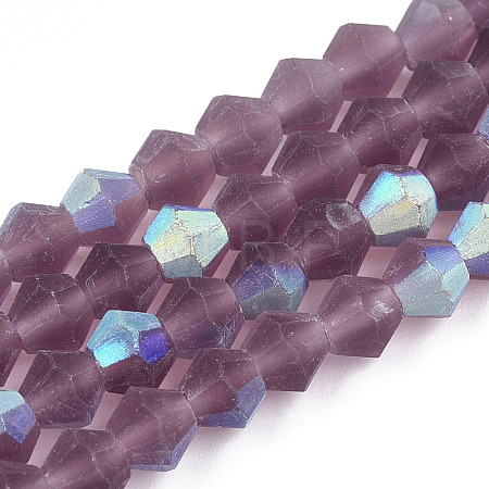 Imitate Austrian Crystal Bicone Frosted Glass Beads Strands EGLA-A039-T6mm-MB04-1