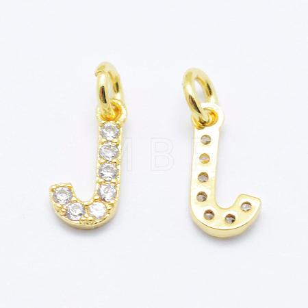 Brass Micro Pave Grade AAA Cubic Zirconia Charms ZIRC-P067-11G-J-NR-1