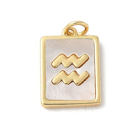 Brass Pave Natural White Shell Pendants KK-S522-09G-G-1