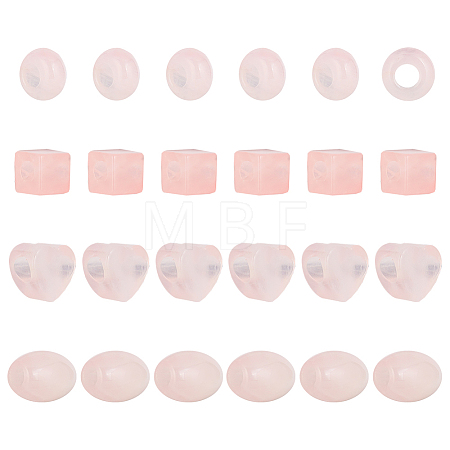 24Pcs 4 Styles Natural Rose Quartz European Beads G-AR0005-34-1