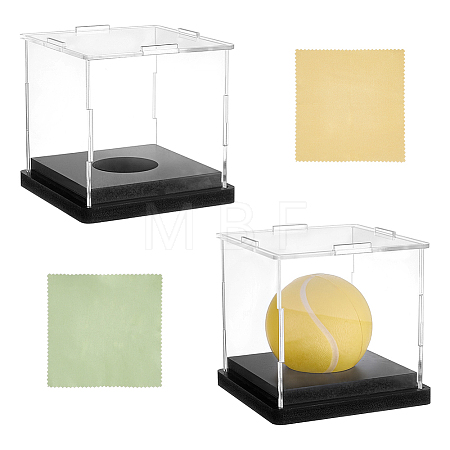 Transparent Acrylic Tennis Display Cases with Black Base ODIS-WH0030-299-1