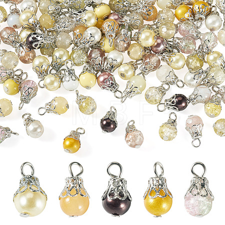 100Pcs Mixed Styles Glass Pendants PALLOY-TADJ00008-1