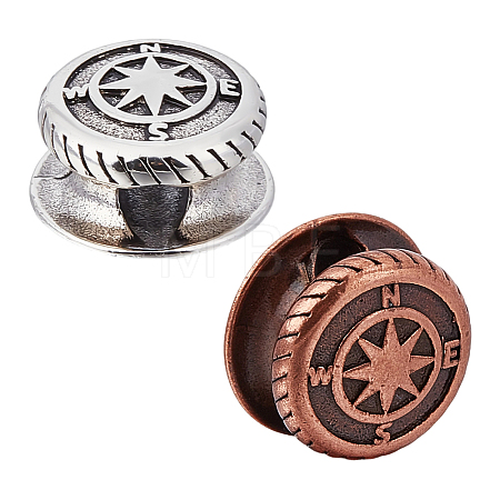 2Pcs 2 Colors Brass European Beads OPDL-ME0004-14-1