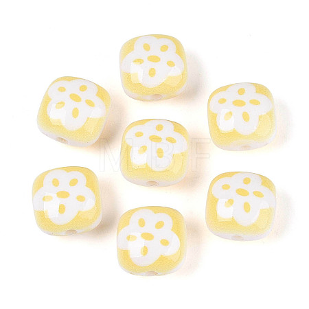 Opaque Printed Acrylic Beads SACR-T018-01-1