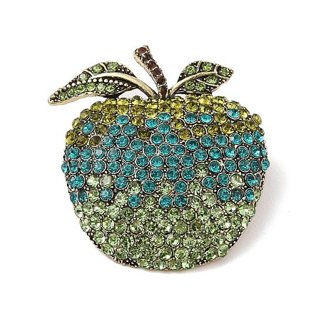 Teachers' Day Alloy Rhinestone Apple Brooches JEWB-S023-04B-1