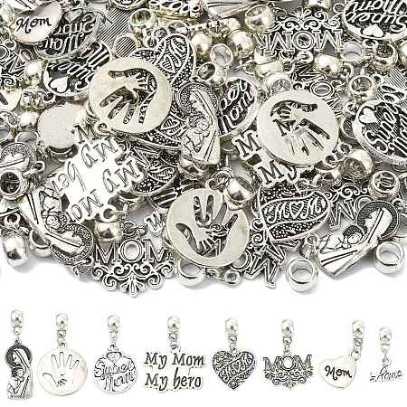 80Pcs 8 Style Alloy European Dangle Charms PALLOY-CJ00192-1