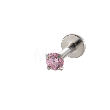 G23 Titanium Alloy Cubic Zirconia 17 Gauge Flat Round Threadless Labrets WG94BD7-06-1