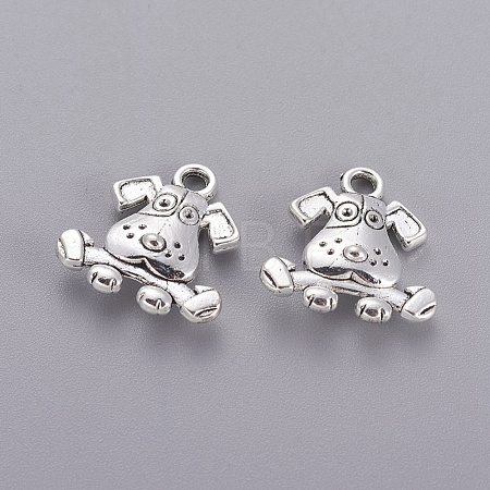 Tibetan Style Puppy Pendants X-TIBEP-R166-AS-LF-1