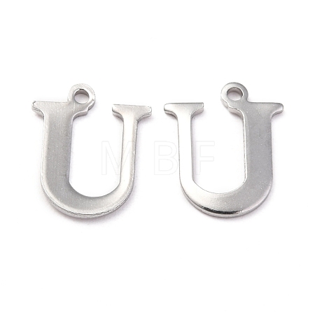 Tarnish Resistant 304 Stainless Steel Alphabet Charms STAS-H122-U-P-1